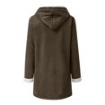 thumbnail image 5 of VEKDONE 2026 Hoodie Jackets for Women Fall Winter Thickened Plush Long Sleeve Coat with Pockets Trendy Horn Button Solid Color Warm Hooded Outwear Khaki L, 5 of 6