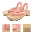 thumbnail image 3 of LEORX 1 Pair Women Summer Slippers Pink Wooden with Traditional Japanese Design and Non-slip Sole, 3 of 8