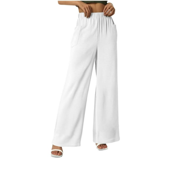 BUIGTTKLOP Pants for Women 2025 High Waisted Palazzo Pants Straight Wide Leg Lightwieght Summer Beach Trousers