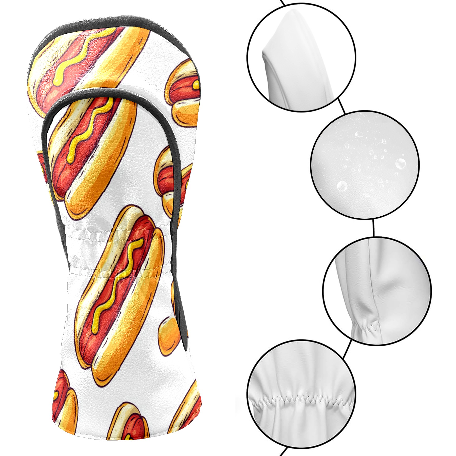 Golf Club Covers PU Leather Waterproof Head Covers for Fairway Woods Hybrids Cute Hot Dog