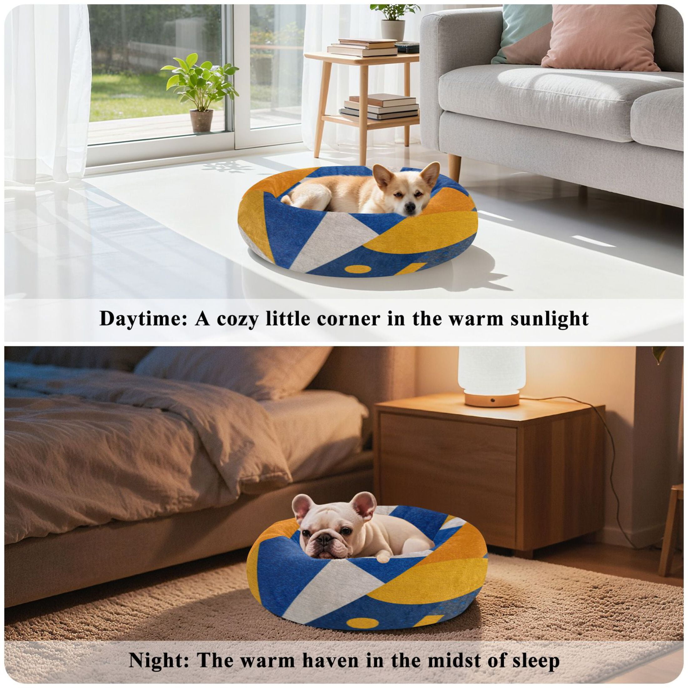 Iauyy Pet Couch Donut Cat Bed for Indoor Cats/Small Dogs Washable & Machine with Non-slip Bottom Calming Cat Furniture, Depth and Texture (M)