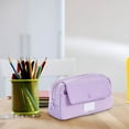thumbnail image 4 of Yhmxh Simple Style Pencil Storage Bag, Large Capacity Multi-layered Pencil Case Organizer, Practical Aesthetic Fabric Makeup Pouch with Zipper, Sturdy Waterproof Pen Pouch Bag (Purple), 4 of 7