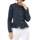 thumbnail image 5 of CHAQUETA DE JEANS PARA MUJER INSPIRADA CHIC, CON BOTONES, HEM PEPLUM, MANGAS LARGAS, CORTA, AZUL, TAMAÑO XS, 5 of 7