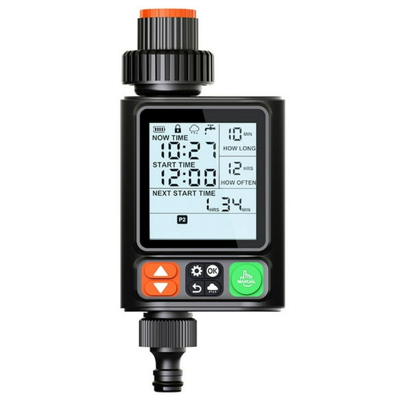 Programmable Irrigation Timer with Timed Watering, Rain Sensor, Screen Lock, Backlight Screen, Waterproof & Durable