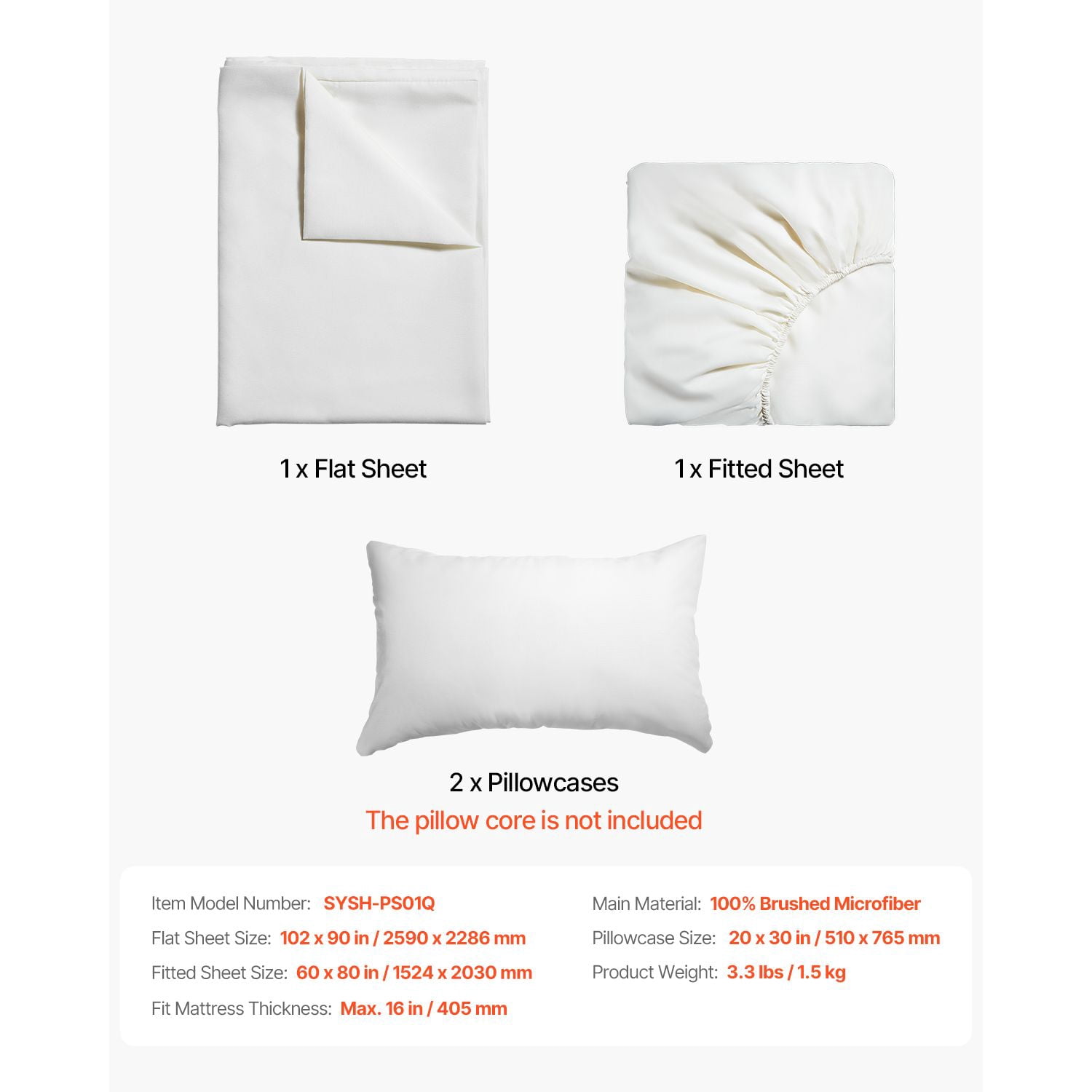 4-Piece Queen Bed Sheet Set 100% Brushed Microfiber Deep Pocket Up to 16 Inch Fitted Sheet Includes 2 Pillowcases for Bedroom Guest Room Hotel