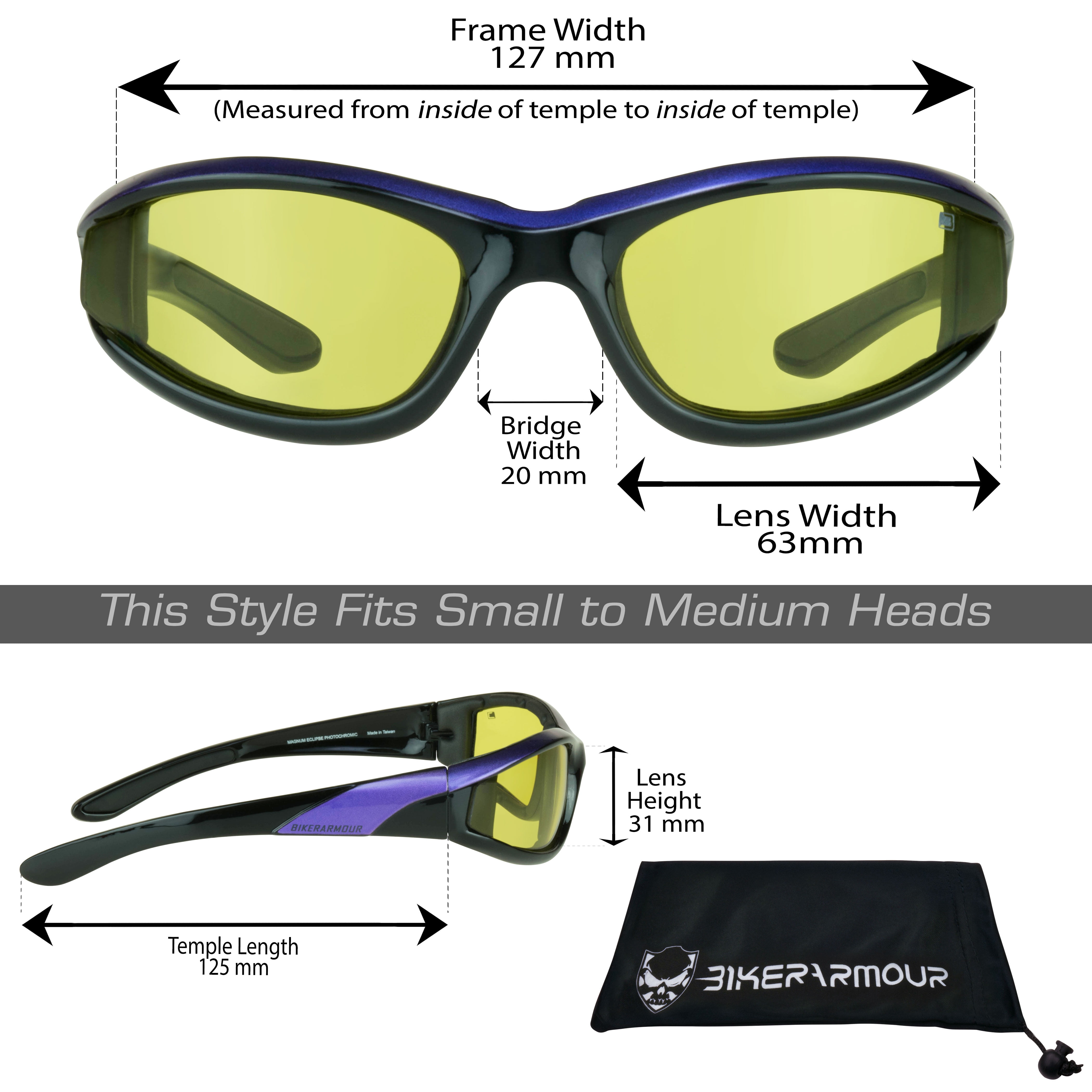 Bikershades Motorcycle Biker Night Safety Glasses Purple Women Clear & Yellow