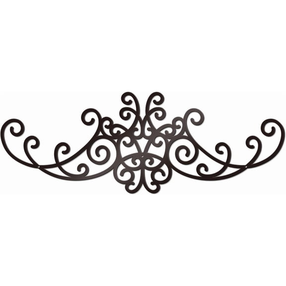 Metal Wall Scroll Art Traditional Black Metal Wall Decor Hanging Piece for Living Room Hallway Porch Above Door