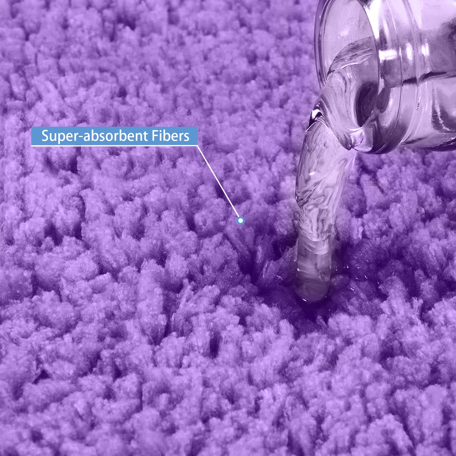 Bath Rugs for Bathroom Non Slip, Microfiber Washable Lavender Large Bathroom Mat, Absorbent Shaggy Shower Floor Mat, Bath Rug Runner 16"X24"