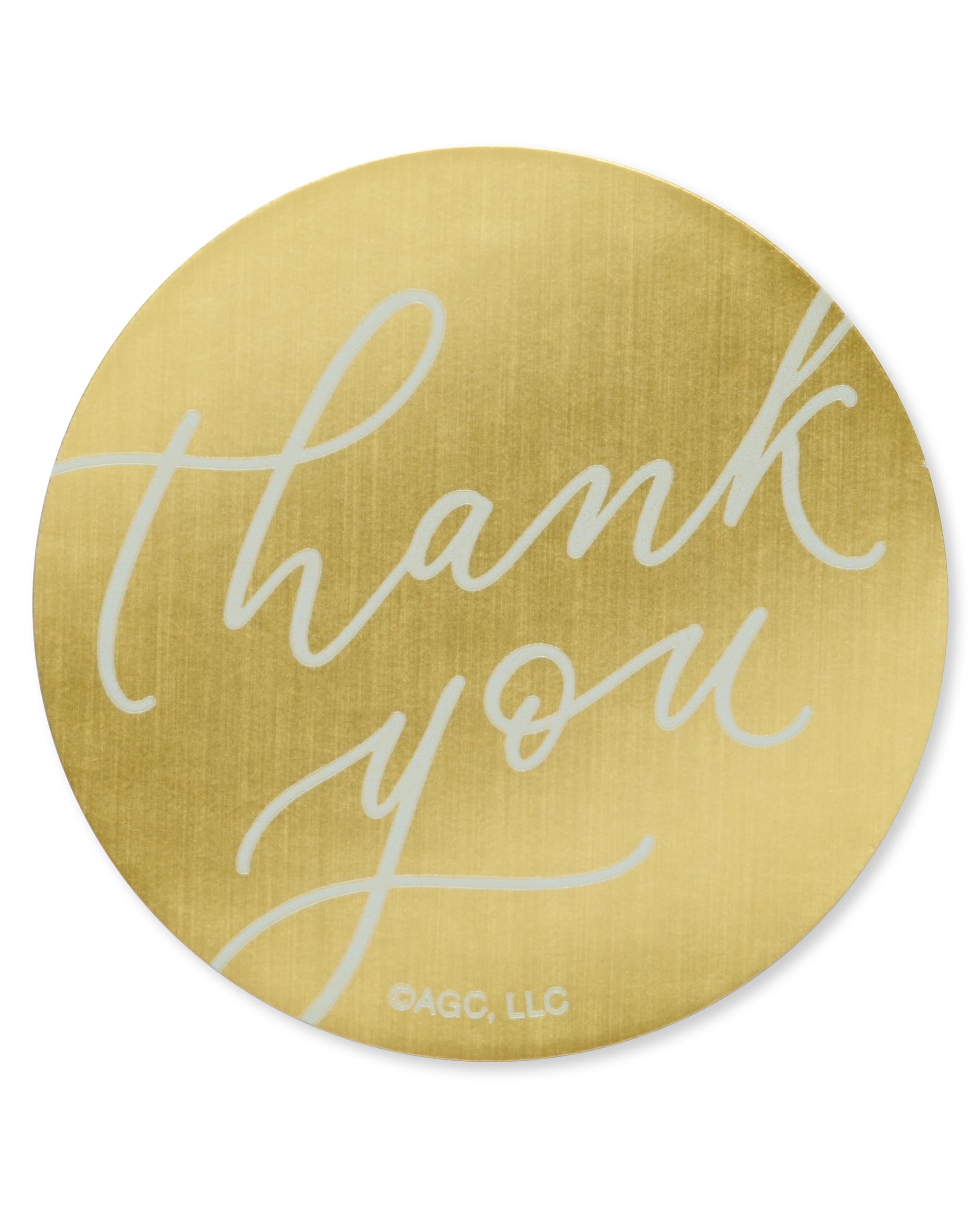 American Greetings Thank You Stickers or Seals, White Script on Gold Foil (500-Count)