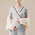 thumbnail image 5 of hengsof Women's Maternity Nursing Tops Long Sleeve Breastfeeding Top Tee Shirt Double Layer Pregnancy Shirt, 5 of 6