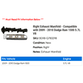 thumbnail image 2 of Right Exhaust Manifold - Compatible with 2009 - 2010 Dodge Ram 1500 5.7L V8, 2 of 2