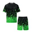 thumbnail image 4 of Dwelliawo Men's Halloween Themed Two Piece Pajama Set Funny Bat Graphic Casual Relaxed Fit Short Sleeve Crew-Neck Tshirts and Shorts Stylish Comfy Clothing Black M, 4 of 6