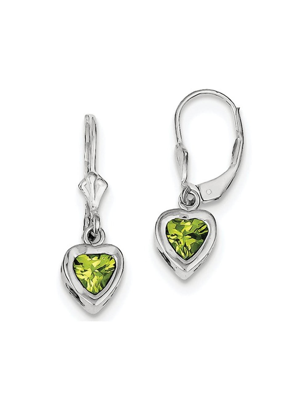 Peridot Drop Heart Earrings 1 50 Carat Ctw In Sterling Silver
