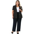thumbnail image 3 of DARING DIVA Women's Plus Short Puff Sleeve Notched Lapel Blazer Jackets Black 4X, 3 of 6