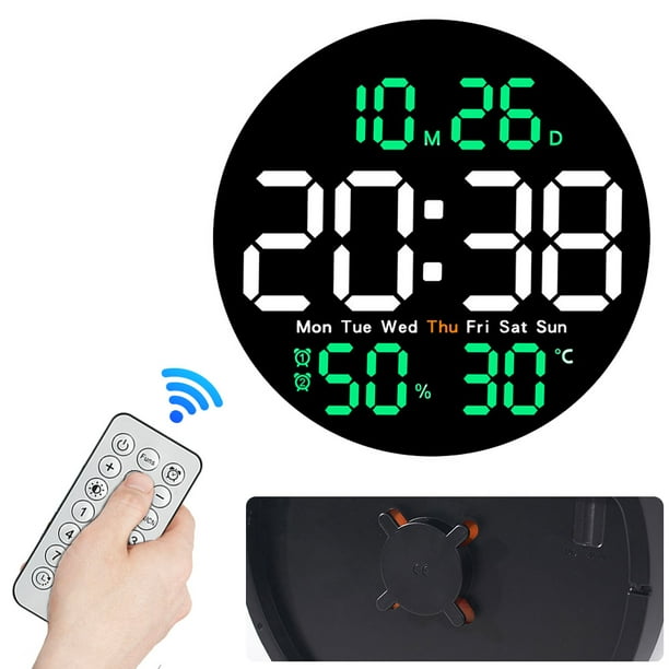 Reloj Despertador Con Indicador Temperatura Y Humedad Pared Calendario Alarmas Duales 10 Pulgadas
