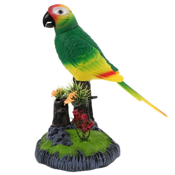 MLINS Interactive Electric Bird Toy for Playing Green Plastic Small Parrot Model 7.5 Inches