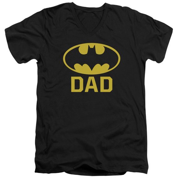 Batman Bat Dad S/S Adult V-Neck T-Shirt 30/1 T-Shirt Black