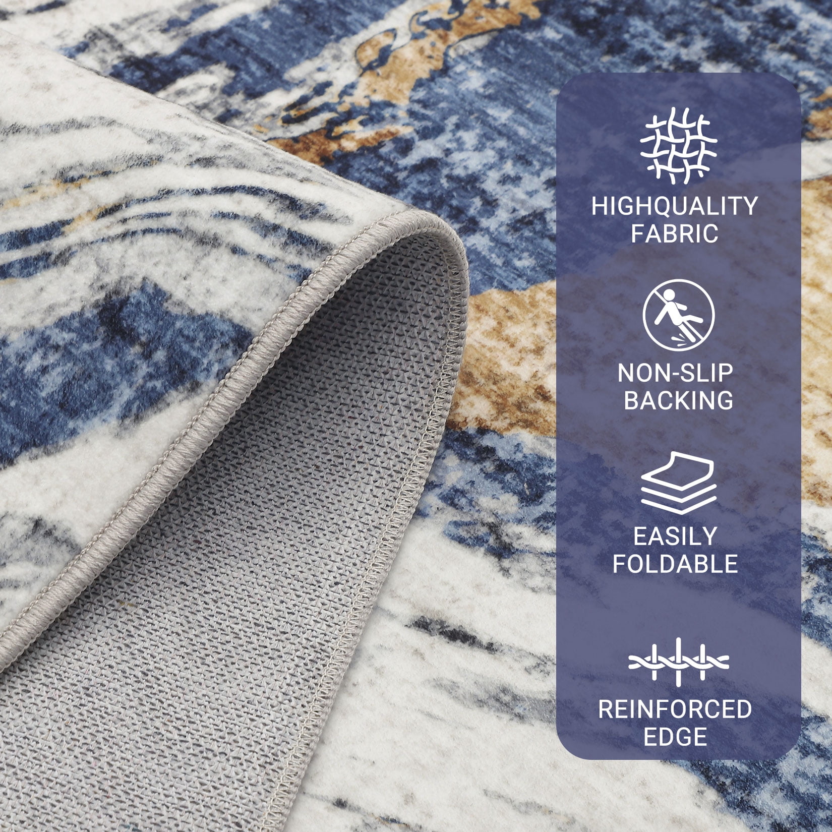 9'x12' Machine Washable Area Rug – Modern Marble Abstract Low Pile Non-Slip Living Room Carpet