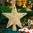 thumbnail image 5 of Christmas Tree Topper Lighted Star Projector Glitter Lighted Silver/Gold shinning Tree Topper with Rotating Snowflake Projector 3D for Indoor Office Xmas New Year Holiday Tree Decoration, 5 of 7