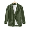 thumbnail image 4 of Evdexr Button Down Blazer Mens Big and Tall Linen Jackets Long Sleeve Striped Beach Dress Shirts Fall Cotton Loose Fit Stretch Suits Dark Green 2XL, 4 of 6