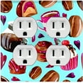 thumbnail image 1 of Metal Light Switch Wall Plate Outlet Cover (Coffee Mocha Candy Bean Toffee Swirl Cupcake Coffee Maker Teal Pink Hearts - Double Duplex), 1 of 2