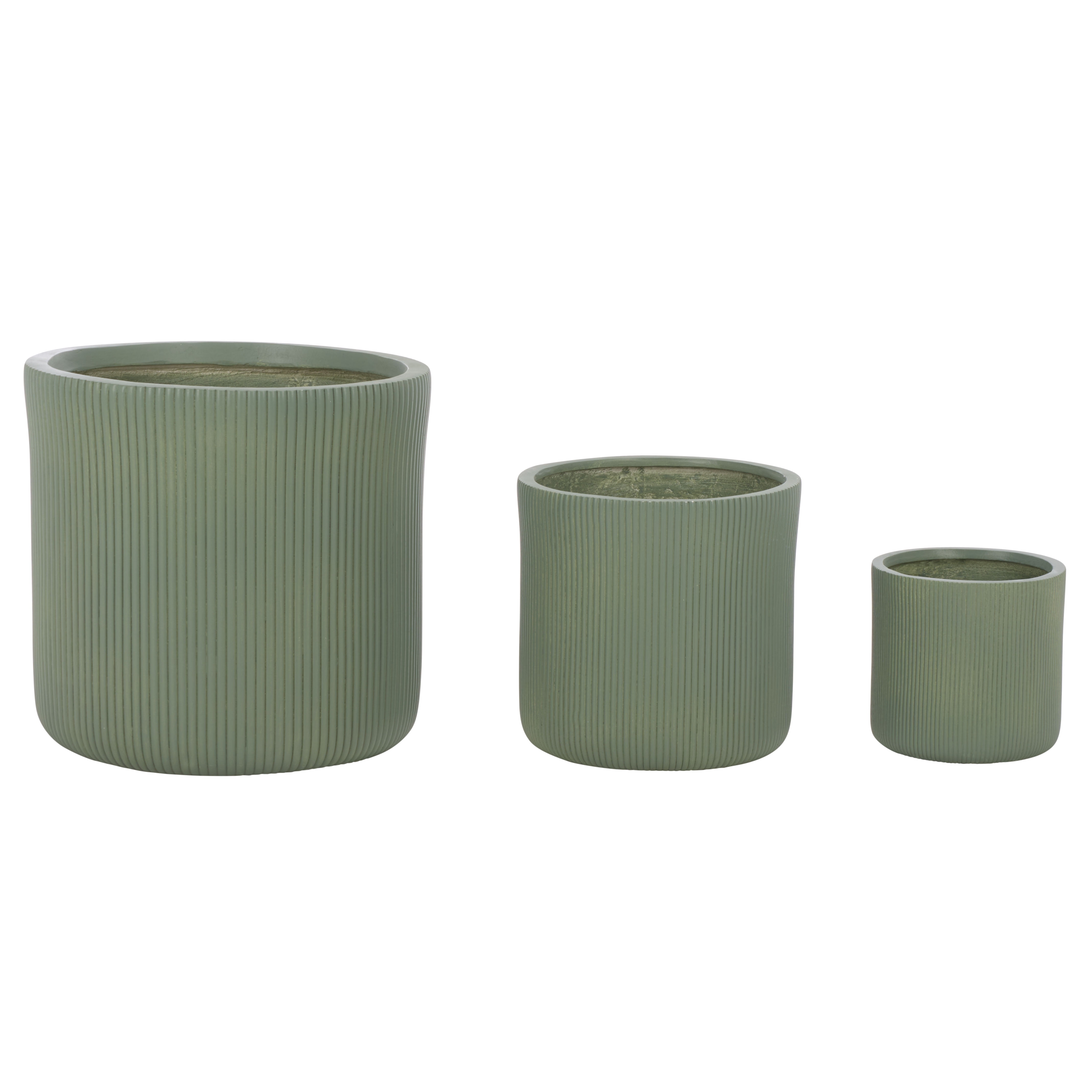 Safavieh Carolina Round Green Fiber Clay Plant Pots - Set of 3