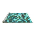 thumbnail image 2 of Ahgly Company Machine Washable Indoor Square Abstract Turquoise Blue Modern Area Rugs, 6' Square, 2 of 4