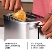 BLACK+DECKER 2‑Slice Toaster, Stainless Steel, Extra‑Wide Self‑Centering Slots, 7 Adjustable Shade Settings