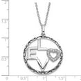 thumbnail image 2 of 925 Sterling Silver Spring-Ring Oxidized Antiqued Cubic Zirconia Love 18inch Necklace Pendant Necklace for Women, 2 of 2