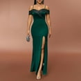 thumbnail image 5 of Elainilye Fashion Women's Prom Dress French Solid Color Bag Hip Slit Sequin Evening Dress Halter Dress Bodycon Dress,Green, 5 of 6