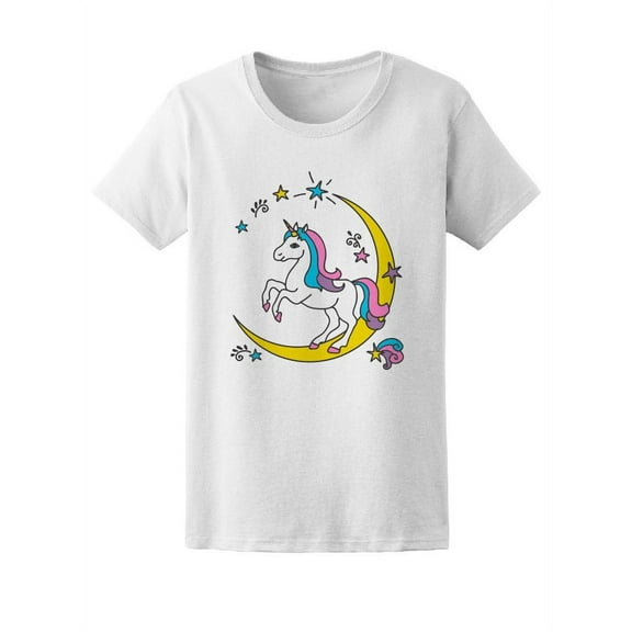 Colorful Magic Unicorn At Moon Tee Women's -Image by Shutterstock