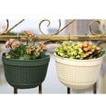 thumbnail image 4 of pdqouc Half Round Imitation Rattan Wall Hanging Planter, Semicircular Wall-Mounted Flower Pot, Decorative Hanging Planter for Indoor Outdoor Balcony Fence Garden Home Decor Supplies, 4 of 7