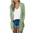 thumbnail image 2 of Fznquz Womens Sweater Sweater Open Front Green Long Sleeve Long Cardigan Fall Knit 2025 Lightweight Ladies Blouses with Pockets, 2 of 6