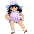 thumbnail image 2 of Sophia's 15" Baby Doll Gingham Summer Romper and Hat, Pink & Blue, 2 of 4