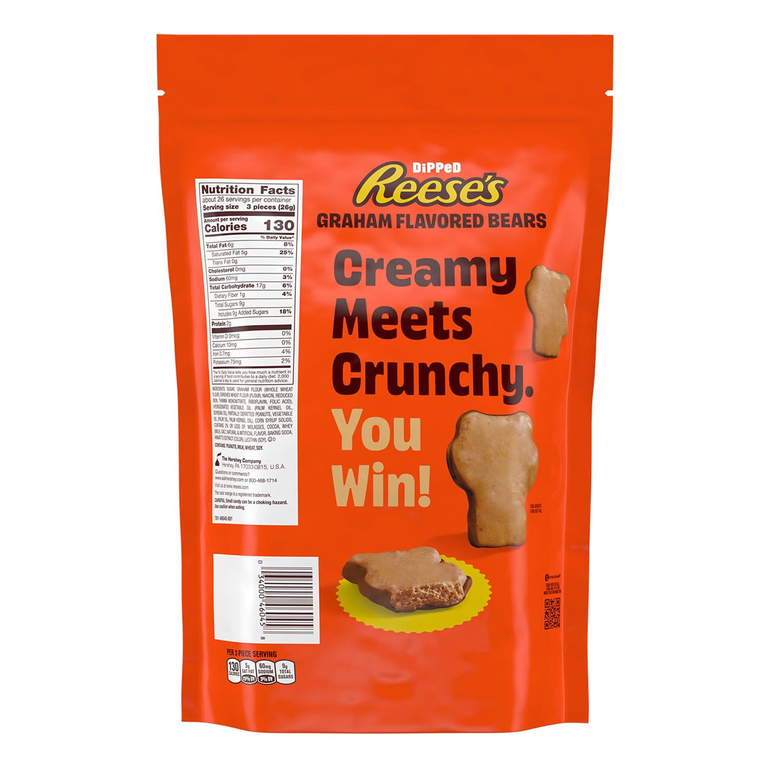 REESE'S Chocolate Peanut Butter Candy Dipped Graham Bears, 24 oz.