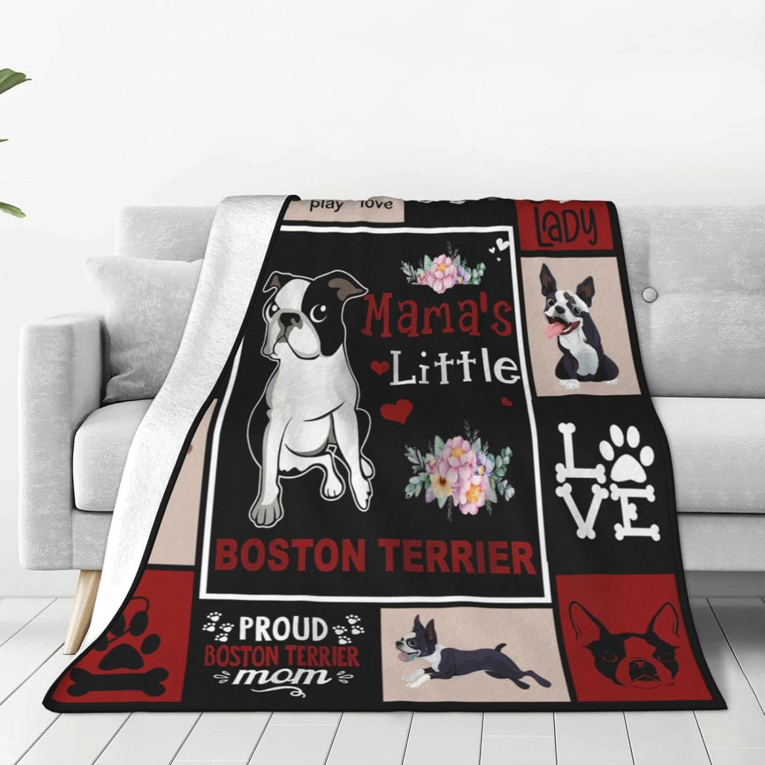 Boston Terrier Blanket Boston Terrier Gifts Throw Blankets Cozy Fleece Flannel Blanket Soft Warm Plush Lightweight Blanket Dog Gift for Couch Sofa Bed for Women Girls 50"X60"