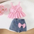 thumbnail image 2 of kaprioy Toddler Girl Clothes Toddler Baby Girl Summer Outfit 9 12 18 24 Months 2T 3T 4T Ruffle Tops With Jean Skorts Cute 2 Pcs Clothes Set, 2 of 7