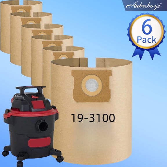 Anbaboys 6 pack 19-3100 High-Efficiency Disposable Filter Bag ,Compatible with Hyper Tough 5 Gallon Wet/Dry Vacuum