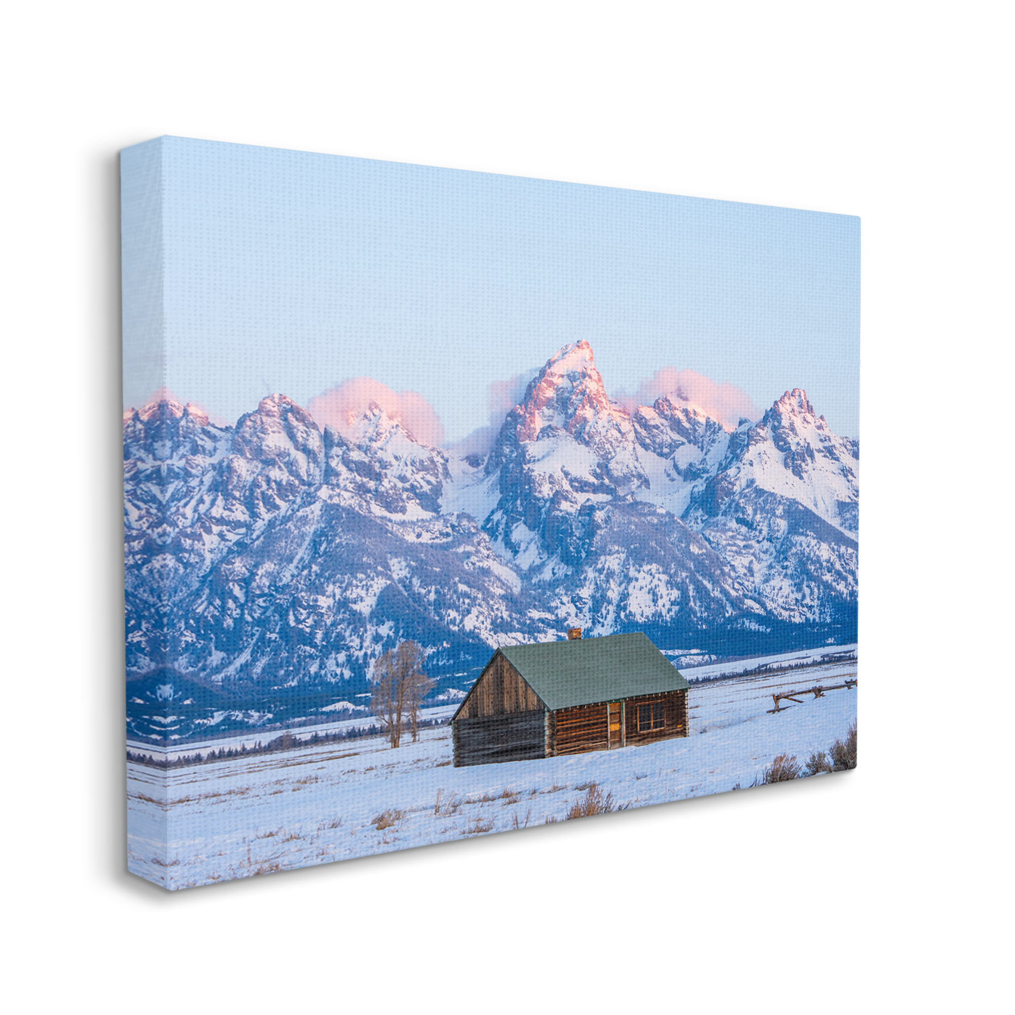 Stupell Industries Winter Snowy Peaks & Cabin Landscape Photography Gallery Wrapped Canvas Art Print Wall Art, 48 x 36