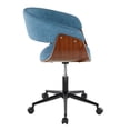 thumbnail image 4 of LumiSource Black Metal, Walnut Wood, Blue Fabric Vintage Mod Office Chair, 4 of 6
