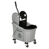 Mop Bucket with Wringer - 9.5 Gallon Cleaning Cart with Wheels - 2 Bucket System - Commercial & Home Use - Grey Janitorial Supplies