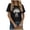 Black, variant on Tnhcen Women's Summer Slim Fit Casual Floral Print Round Neck Short Sleeve T - Shirt 95% Polyester 5% Spandex Cotton - Like Stretch S - 2XL Plus Size Floral Tee