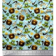thumbnail image 1 of Soimoi Satin Silk Fabric Coin Pot & Cups Print Fabric by The Yard 42 Inch Wide, 1 of 1