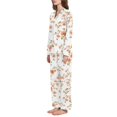 thumbnail image 2 of FORMRS Womens Pajama Set Long Sleeve Top and Pants with Pockets Soft Comfy Lounge Sleepwear, Sizes S-2XL, Orange Floral Blooms, 2 of 7