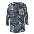 thumbnail image 5 of Ichuanyi Womens Tops 3/4 Sleeve Shirts Round Neck Loose Casual Blouses Floral Print Blouse Tshirts Tee, 5 of 5