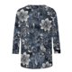 thumbnail image 4 of Tops de Manga Larga de Mujer 3/4 Manga Flores Impresas Cuello Redondo Blusa Casual Estiramiento Suave, 4 of 5