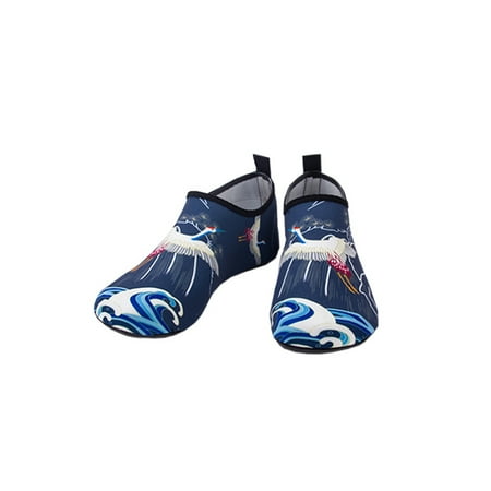 

Gomelly Unisex Beach Shoe Barefoot Water Shoes Quick Dry Aqua Socks Slip Resistant Sock Sneakers Womens Mens Women Men Dark Blue Crane 9.5-10