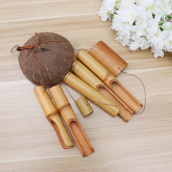 SHOWERORO Wind Chimes Bell Bamboo Wind Chime Indoor Use Brown for Outdoor Ornament 1Pack