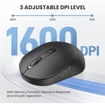 thumbnail image 3 of Bluetooth Wireless Mouse, Bluetooth 5.0 & 2.4G USB Receiver, Compact & Portable, Silent Click, Ergonomic Symmetrical Design, 18-Month Battery, Adjustable DPI, Wide Compatibility - Black, 3 of 8