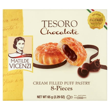 Matilde Vicenzi Tesoro Chocolate Cream Filled Puff Pastry, 2.29 Oz., 8 Count
